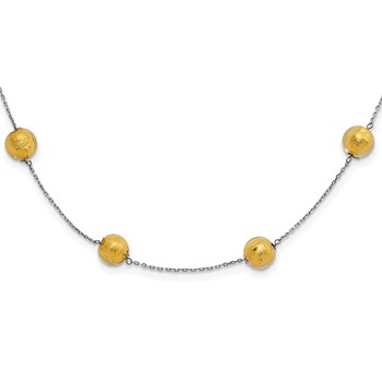14k White Gold Murano Glass Beaded w/ 1.5in ext Necklace