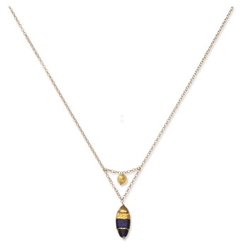14k Murano Glass Bead V Necklace