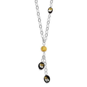 Sterling Silver Multicolor Murano Glass Bead Drop Necklace