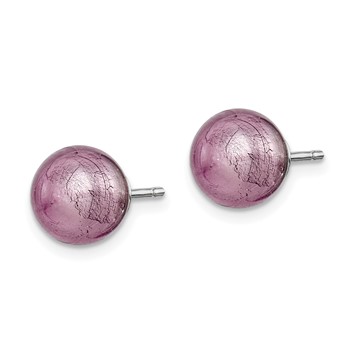 Sterling Silver Rhodium-plated Lavender Italian Murano Earrings — alternate view
