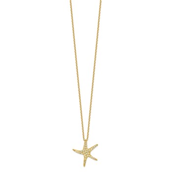 Sterling Silver Gold-plated CZ Starfish16 inch Necklace with 2 inch extension — alternate view