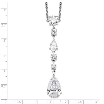 Sterling Silver Polished Fancy CZ Necklace — alternate view