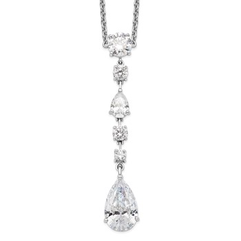 Sterling Silver Polished Fancy CZ Necklace