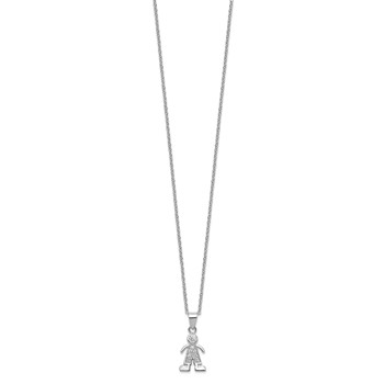 Brass Rhodium-plated Little People for Hope BOY CZ Pendant Necklace — alternate view
