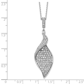 Sterling Silver Rhod-pl CZ Leaf Necklace — alternate view