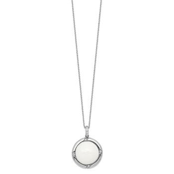 Sterling Silver Rhodium plated CZ Simulated White Agate Necklace — alternate view