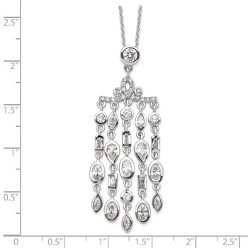 Sterling Silver Rhodium Plated Bezel CZ Fancy Necklace — alternate view