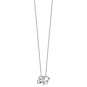 Sterling Silver Rhodium-plated CZ Elephant with 2 in ext Necklace — alternate view