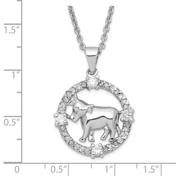 Sterling Silver Rhod Plated CZ Chinese Zodiac Ox Necklace — alternate view