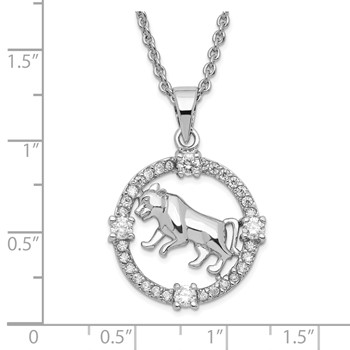 Sterling Silver Rhod Plated CZ Chinese Zodiac Tiger Necklace — alternate view