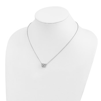 Brass Rhodium-plated White CZ Initial Letter W Necklace — alternate view