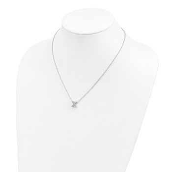 Brass Rhodium-plated White CZ Initial Letter X Necklace — alternate view