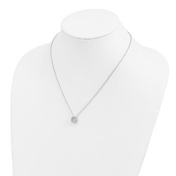Brass Rhodium-plated White CZ Initial Letter Q Necklace — alternate view
