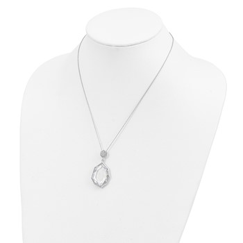 Sterling Silver Rhodium-plated CZ Pendant 18 inch Necklace — alternate view