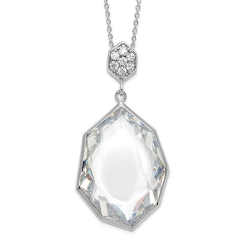 Sterling Silver Rhodium-plated CZ Pendant 18 inch Necklace