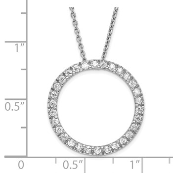 Sterling Silver Rhodium-plated Polished CZ Circle 16 Inch with 2 Inch Extension Necklace — alternate view