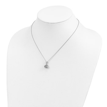 Sterling Silver Rhodium-plated Polished CZ Love Knot 16 Inch with 2 Inch Extension Necklace — alternate view