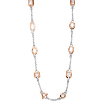 Sterling Silver Rose Gold Plated CZ Necklace — alternate view