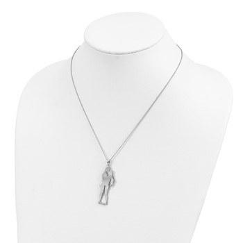 Sterling Silver Rhod Plated Valentine Lovers Pendant Necklace — alternate view