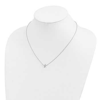 Sterling Silver Rhodium-plated CZ Starfish with 2 in ext Necklace — alternate view
