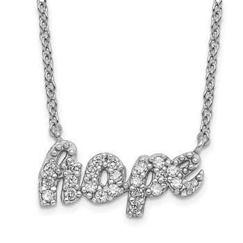 Sterling Silver Rhodium-plated CZ "Hope" Necklace