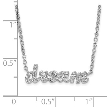 Sterling Silver Rhodium-plated CZ DREAM Word 18 inch Necklace — alternate view