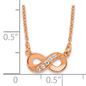 Sterling Silver Rose Gold-pl CZ Eternity Symbol with 2.25 in ext Necklace — alternate view