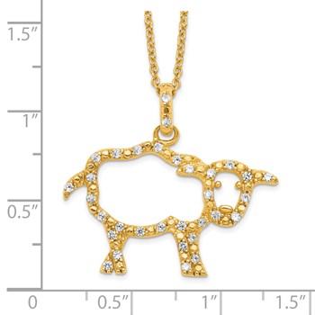 Sterling Silver Gold-plated CZ Open Sheep Pendant 18 inch Necklace — alternate view