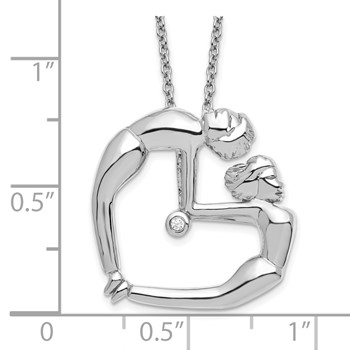 Sterling Silver Rhodium plated I Have Your Back CZ Necklace — alternate view