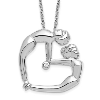 Sterling Silver Rhodium plated I Have Your Back CZ Necklace