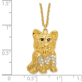 Brass Gold-tone CZ Scottie Dog Necklace — alternate view