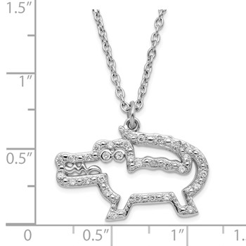 Sterling Silver Rhodium-plated CZ Crocodile Pendant 18 inch Necklace — alternate view