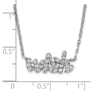 Sterling Silver Rhodium-plated CZ WISH Necklace — alternate view