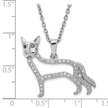 Sterling Silver Rhodium Plated White CZ Shepherd Necklace — alternate view