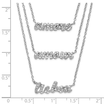 Sterling Silver RH-plated 3 Tier Love in Germany, Italian, French Necklace — alternate view