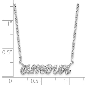 Sterling SIlver RH-plated CZ French Word Love "AMOUR" 18 inch Necklace — alternate view
