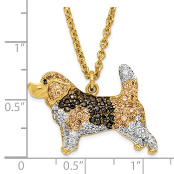 Sterling Silver Gold Plated Black Cz Spot Dog Necklace — alternate view