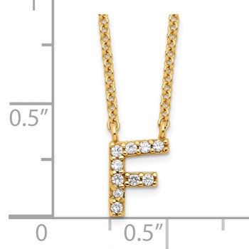 Sterling Silver Gold-plated CZ Initial F 18 Inch Necklace — alternate view