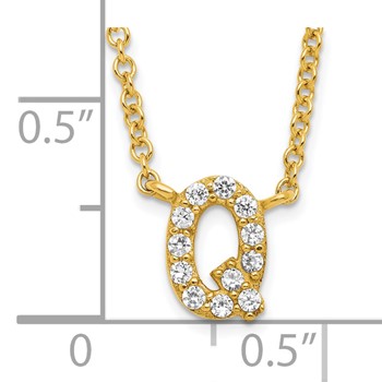 Sterling Silver Gold-plated CZ Initial Q 18 Inch Necklace — alternate view