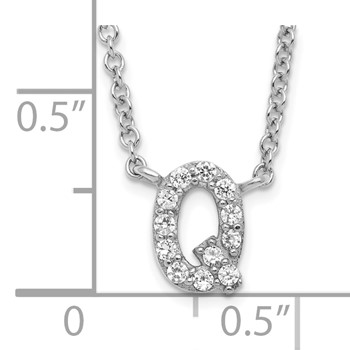Sterling Silver Rhodium-plated CZ Initial Q 18 Inch Necklace — alternate view