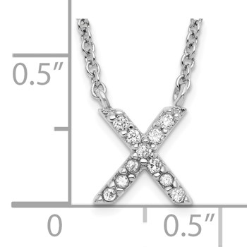Sterling Silver Rhodium-plated CZ Initial X 18 Inch Necklace — alternate view