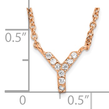 Sterling Silver Rose Gold-plated CZ Initial Y 18 Inch Necklace — alternate view