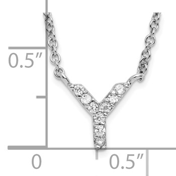 Sterling Silver Rhodium-plated CZ Initial Y 18 Inch Necklace — alternate view