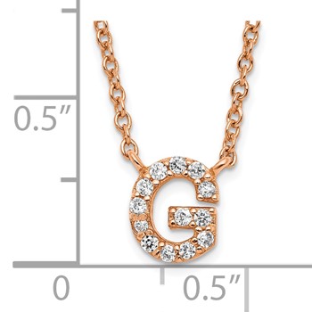 Sterling Silver Rose Gold Plated White CZ Initial G Necklace — alternate view