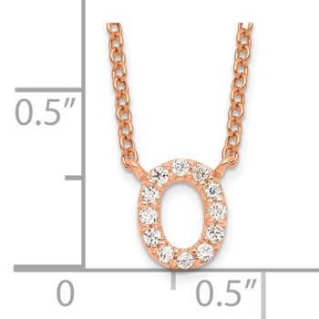 Rose Gold Plate White CZ Initial "O" Necklace -18" — alternate view