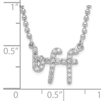 Sterling Silver Rhod-plated CZ bff Necklace — alternate view