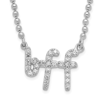 Sterling Silver Rhod-plated CZ bff Necklace