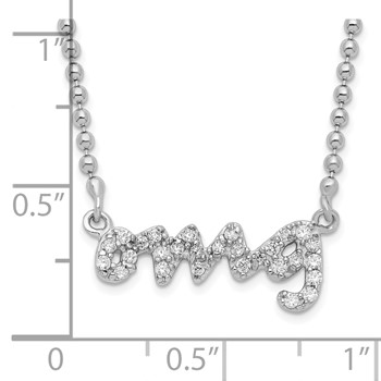 Sterling Silver Rhod-plated White CZ OMG Necklace — alternate view