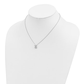 Sterling Silver Rhodium-plated CZ Chinese Happiness w/2 in ext. Necklace — alternate view