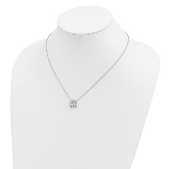 Sterling Silver Rhodium-plated CZ Mini Buddha 16 Inch Necklace with 2 Inch Extender — alternate view